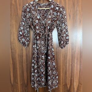 Matta Brown, White and Blue Silk Dress